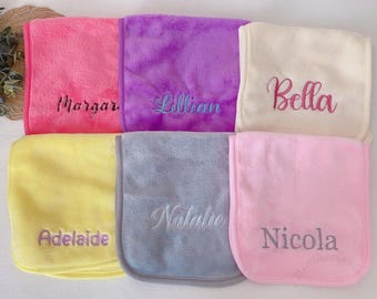 Toallitas desmaquillantes bordadas, toalla limpiadora facial suave, toallita facial con nombre personalizado, producto esencial para el cuidado de la piel sostenible, regalo para ella