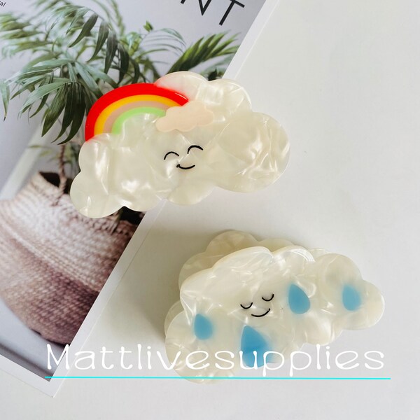 Mignon Cloud Rainbow Hair Claw Clips, Kawaii Hair Claw, Fashion Hair Claw, Girlish Hair Clip, Accessoire capillaire, Barrettes de cheveux, Cadeau pour elle