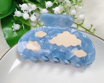 Cloud Acetate Hair Claw,Adorable Hair Claw Clip,Girl Hair Claw,Statement Hair Claw For Thick Hair,Unique Hair Clamp,Girlish Hair Claw