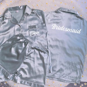 Personalized Bridesmaid Pajama Set, Custom Bridesmaid Short Pajamas, Wedding Pajamas Set, Bridesmaid Proposal Gifts, Bridal Shower Gifts