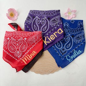 Personalized Embroidered Bandana with Name, Western Country Scarf, Vintage Cotton Paisley Bandana, Bachelorette Party Favor, Gifts for Women