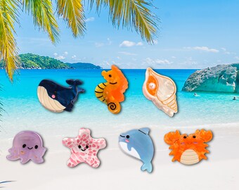 Ocean Life Hair Barrette, Cangrejo de pelo adorable para niños, Regalo amante del mar, Clip de pelo de playa de vacaciones, Accesorios para el cabello Ocean Life, Garra de pelo para niños pequeños