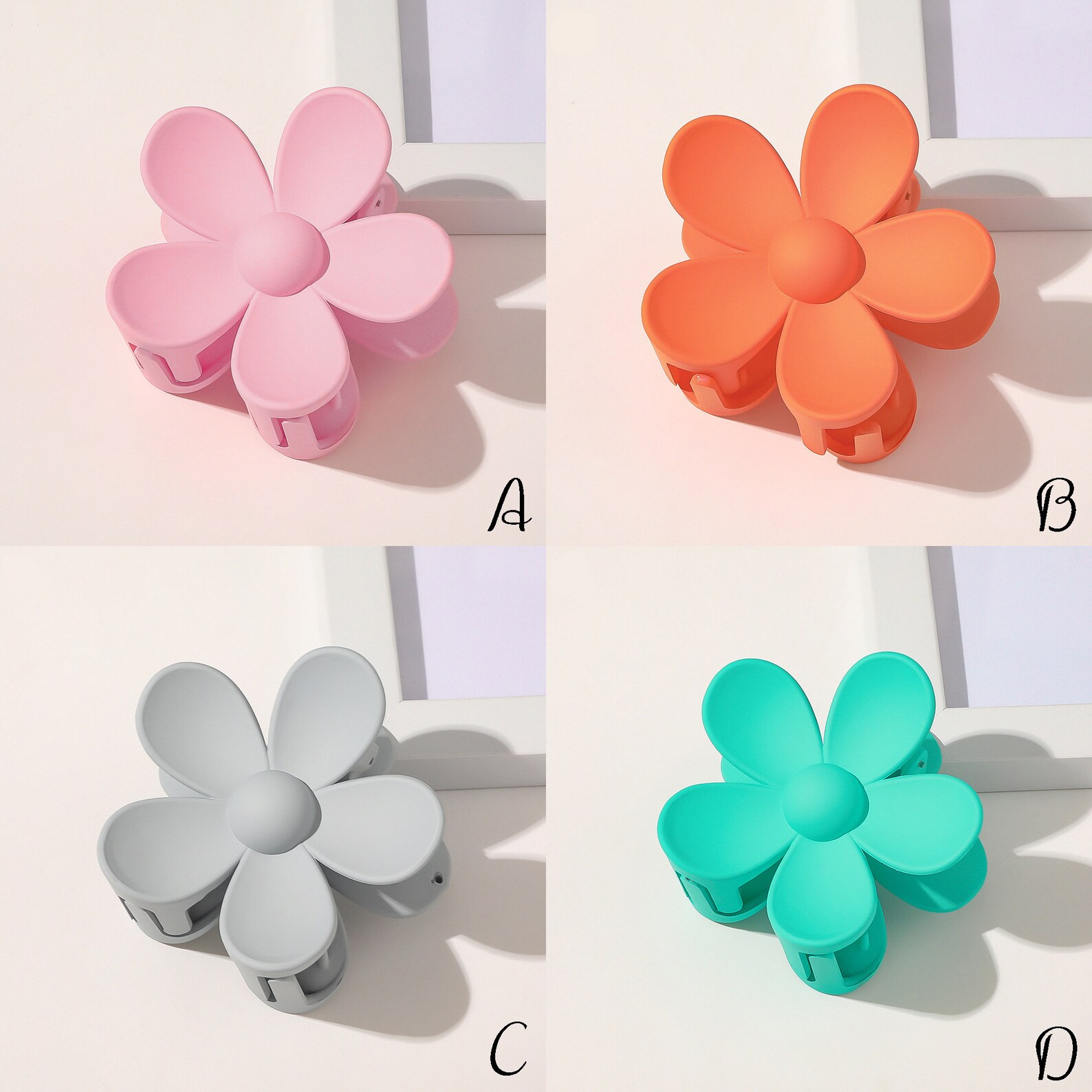 Flower Hair Claw Clip in Rainbow Colors Temperament Flower Etsy