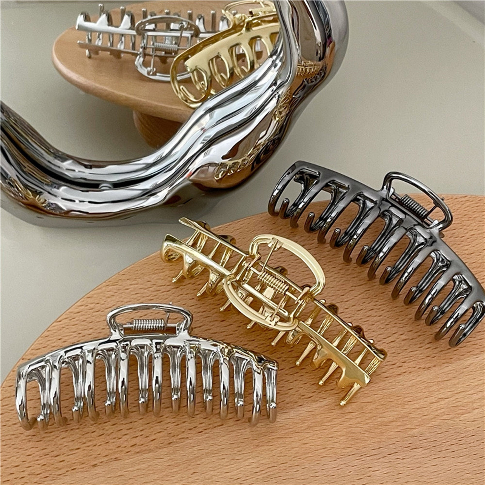 Textured Metal Hair Claw Clip Hair Claw Clip for Thin and Etsy