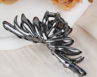 Flower Large Hair Claw Clamp,Metal Black Hair Claws,Fashion Korean Hair Claws,Liquid Irregular Hair Claws,Minimalist Hair Clip,Gift