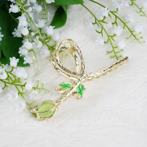Fermagli per capelli a forma di tulipano verde, eleganti fermagli per capelli in metallo, granchio per capelli da donna, accessori per capelli a forma di tulipano da donna, regalo di compleanno
