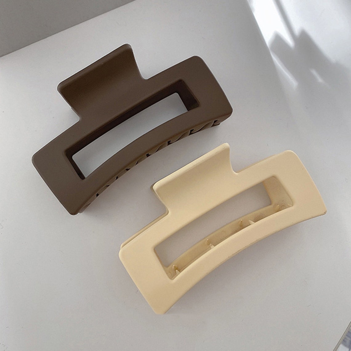 Large Rectangle Hair Claw Matte Hair Claw Clips Minimalist Etsy