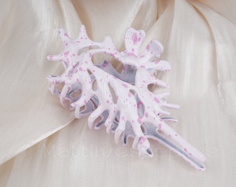Conch Hair Claw Clips, Pink Dot Conch Hair Clamps, Strong Hold Metal Conch Hair Claws, Haarsieraden voor vrouwen, Ocean White Hair Clips, Cadeau