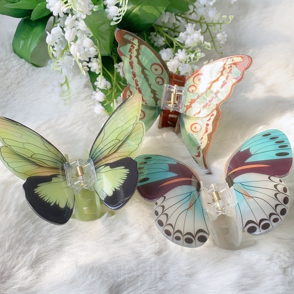 11CM Large Realistic Butterfly Hair Clips Claw,3D Butterfly Hair Claw,Cute Girlish Hair Clip,Girl Hair Accessories,Lovely Hair Claw Clips