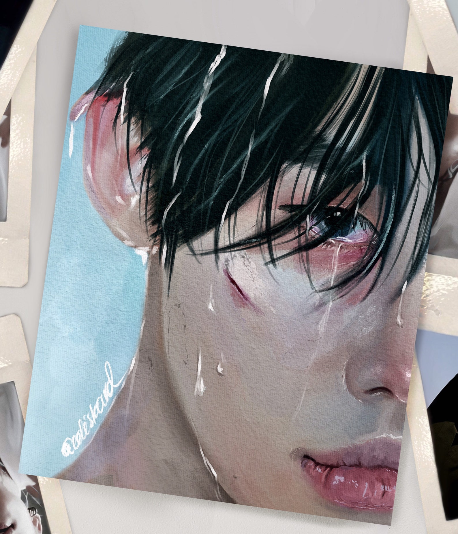 TXT Tears Yeonjun drawing Art Print 투모로우바이투게더 Fanart Kpop Etsy