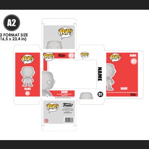 Custom Funko POP box template. Digital Funko POP box mockup. Editable Photoshop files A4/A3/A2 image 4