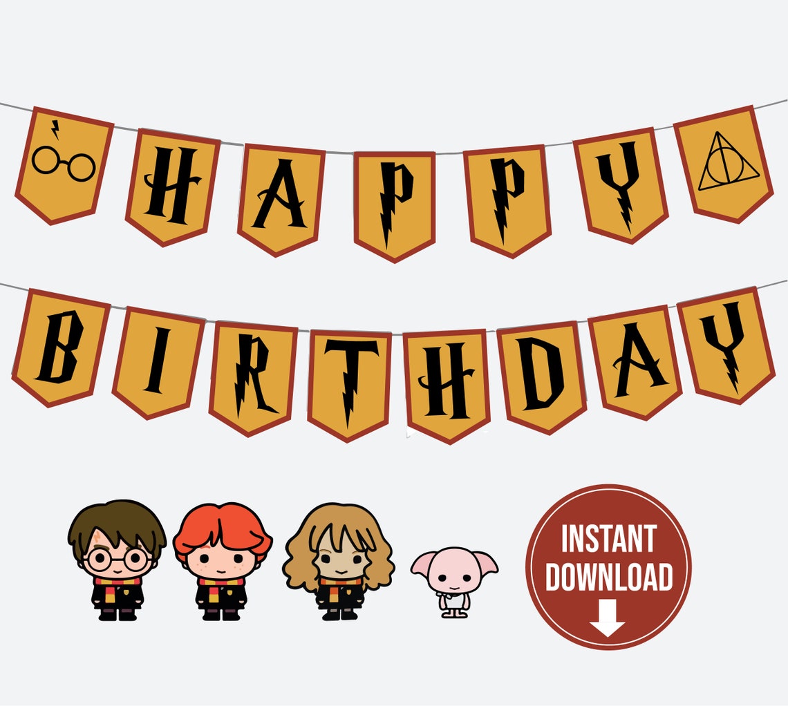 Harry Potter Printable Birthday Banner Printable decor Harry | Etsy