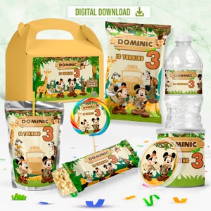 Mouse Safari Party Bundle, Mickey Mouse Safari Birthday Printables, Mickey Mouse Safari Party Kit, Chip bag, Juice, Bottle, DIGITAL DOWNLOAD