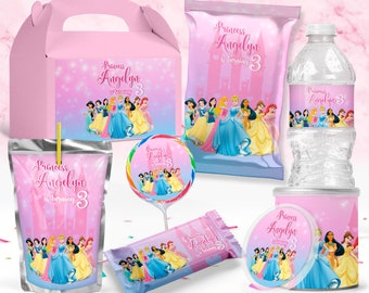 Princess Party Bundle, Princess Birthday Party, Chips bag, Capri Sun, Water Bottle Labels, Rice Krispie, Kit Party - DIGITAL DOWNLOAD