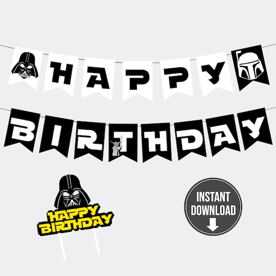 Star Wars Happy Birthday Banner Printable Star Wars Birthday | Etsy