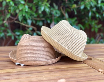 Ear Straw Hat Bucket Hat for Kids Boys Girls Toddlers Summer - Etsy