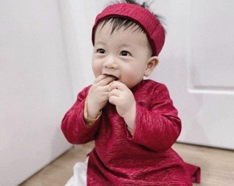 Ao dai et chapeau pour garçon/enfant/ado- Costume traditionnel vietnamien