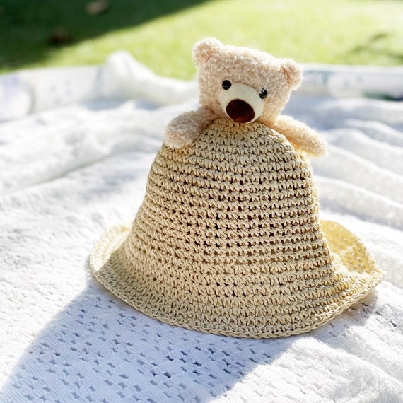 Sombrero de paja de oso para bebé niño