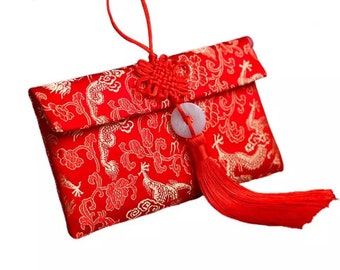 Brocade red envelope for New Year/ Wedding/ Tet - purse- lucky money or jewellery bag- Hong bao- bao li xi