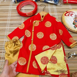 Baby, toddler ao dai Vietnamese traditional clothes for newborn, infants, babies, toddlers, boys image 5