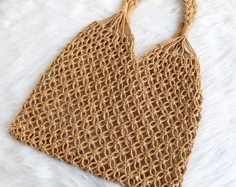 Summer mesh bag for shopping and beach Handmade Woven bag Casual Women shoulder bag