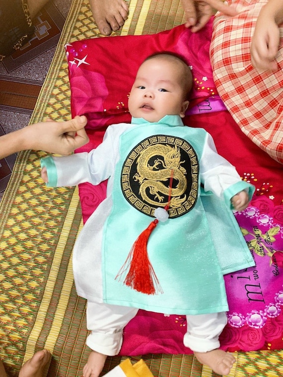 Vietnamese　for　dai　Etsy　ao　Baby　traditional　babies　boy　clothes　日本