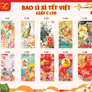 18 Pieces Vietnamese New Year Red Lucky Money Envelopes ( large Size  6.5x3.5)- Bao Li Xi Tet Size Lon