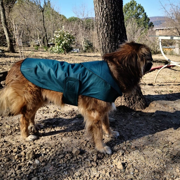 Manteau pour tous types de chiens en coton enduit imperméable doublure flanelle de coton