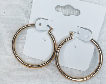 Large Basic Gold Hoop Earrings | Small Hoop Earrings | Minimal Hoop Earrings | 14k Gold Plated Earrings | Huggies | Hoops