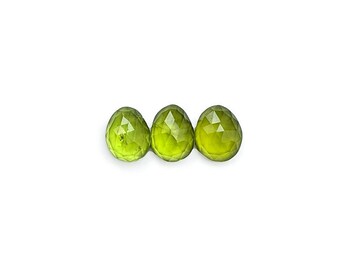 5 Pieces Natural Peridot Freeform Rosecuts Loose Gemstone For Jewelry 6X5 to 10X6 mm Peridot Rose Cut Slice BU0690