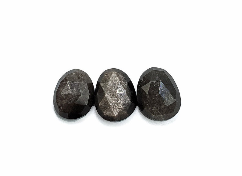 Silver Sheen Obsidian Cabochons Rose Cut Choose a single cabochon or a set of 3 12 to 13 mm