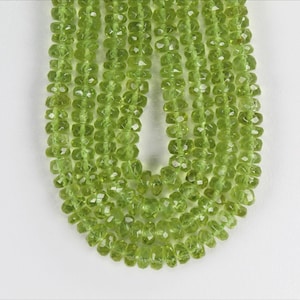 Peridot Beads Faceted Rondelles - 4mm Rondelle Beads for Jewelry, Gemstone Beads