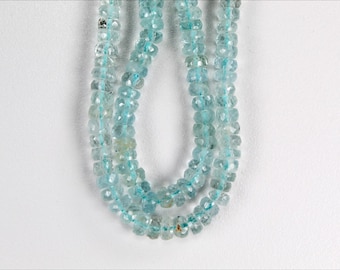 Faceted Aquamarine Rondelle Beads: 4mm Jewelry Making Supplies