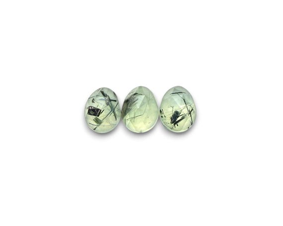 Tourmalinated Prehnite Cabochons Rose Cut - 9.5 to 11 mm