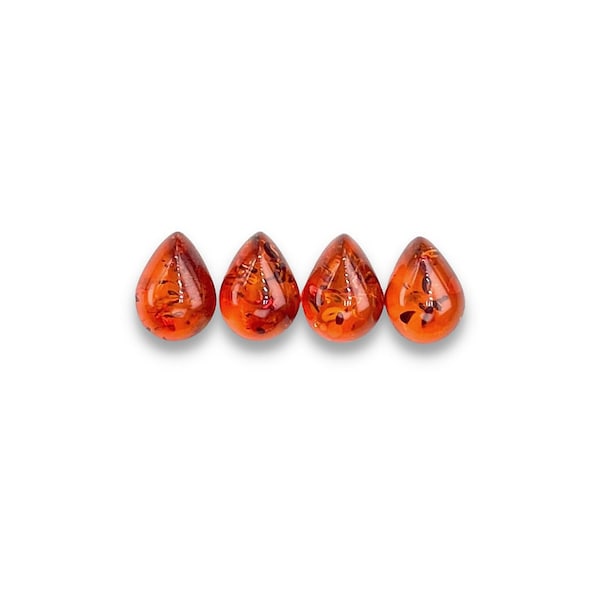 Baltic Amber Pear Cabochons Smooth Cut - 9 x 6 mm - Choose a set of 4, a single cabochon, or a parcel of 20