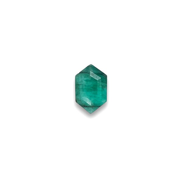 Brazilian Emerald Flat Top Elongated Hexagon - 11 x 7mm - Choose a single cabochon or a set of 2