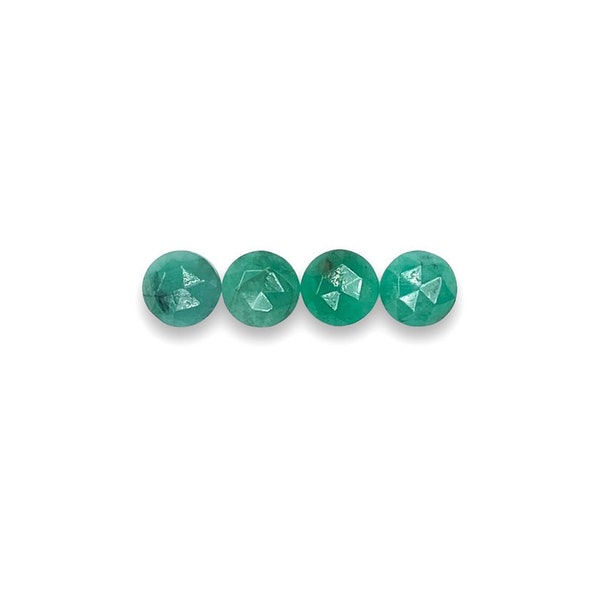 Brazilian Emerald Cabochons Rose Cut - 6mm Round Emeralds - Choose a set of 4 or 2