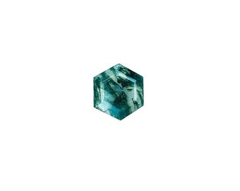 Moss Agate Cabochon Step Cut Hexagon - 12 x 12 x 4.5 mm
