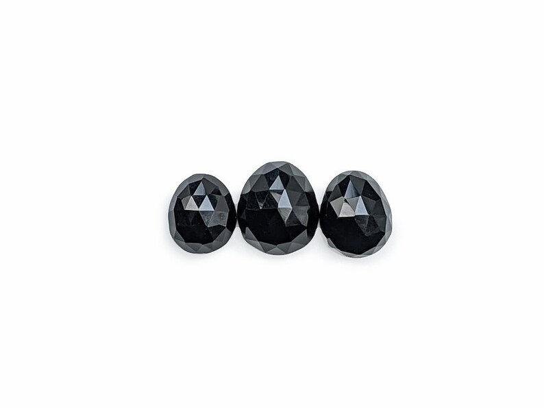 Choose a single cabochon or a set of 3 Onyx Cabochons Rose Cut 9.5 to 11.5 mm