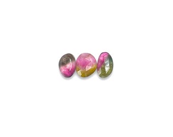 Watermelon Tourmaline Cabochon: Rose Cut Bicolor Gemstone (8.5-9.5mm)