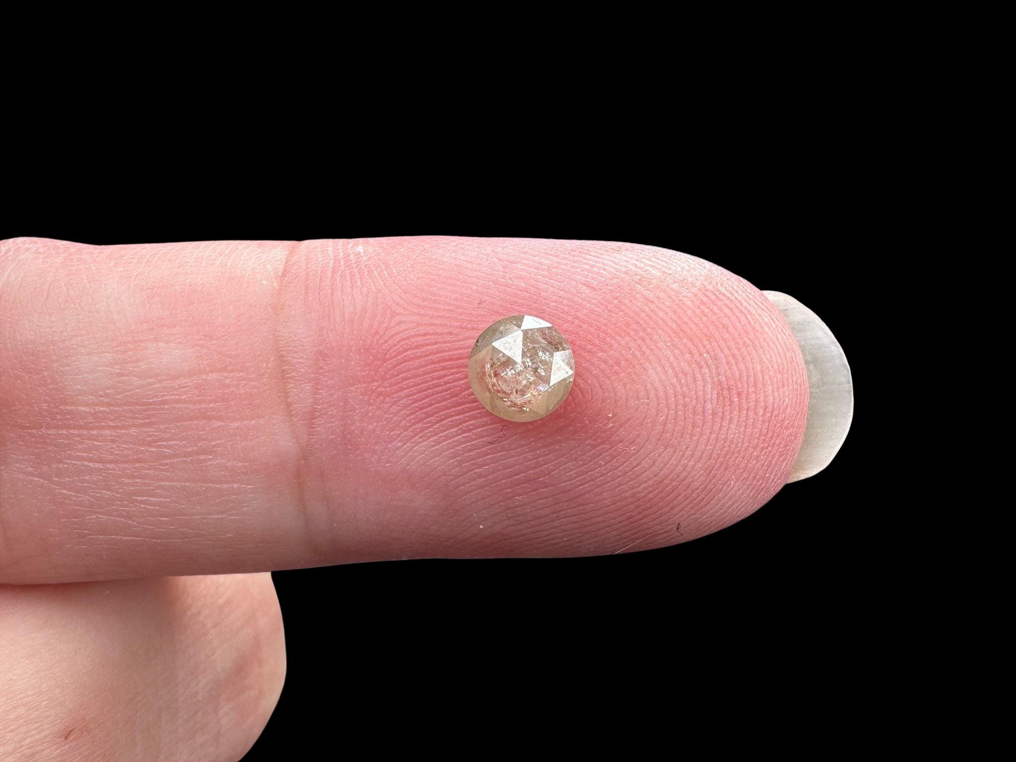 Icy White Diamond Cabochon: Round Rose Cut Gemstone