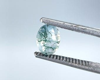 Moss Agate Faceted Brilliant Gemstone - 8 x 6 mm Oval