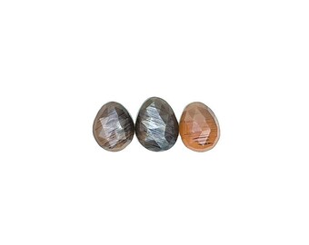 Rutilated Chocolate Moonstone Cabochons Rose Cut - 9 to 11 mm - Choose a single cabochon or a set of 3