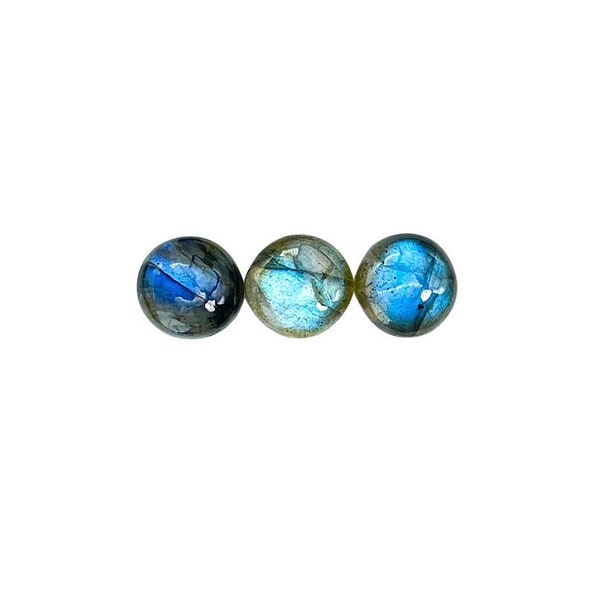 Blue Labradorite Cabochons Smooth Cut - 8 mm Round - Choose a single cabochon or a set of 3