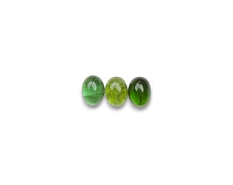 Tourmaline Cabochons Green Smooth Cut - Shaded Ombre Ovals - 9 x 7 mm