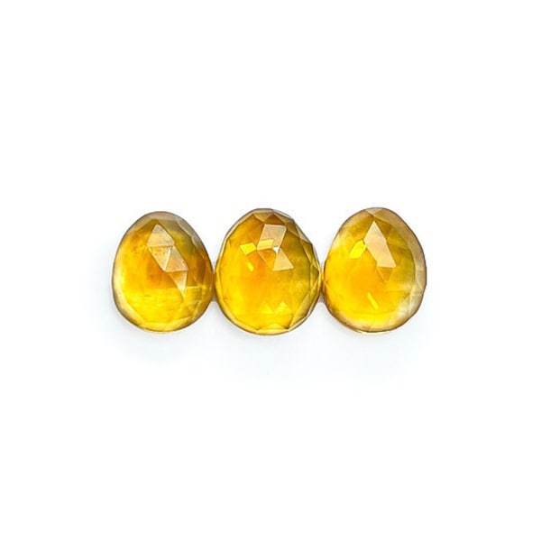 Yellow Citrine Cabochons Rose Cut - 9.5 to 11 mm - Choose a single cabochon or a set of 3