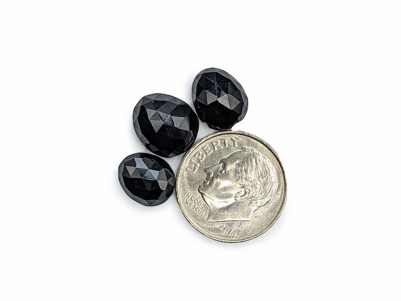 Choose a single cabochon or a set of 3 Onyx Cabochons Rose Cut 9.5 to 11.5 mm