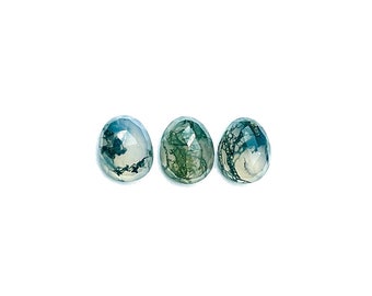 Moss Agate Cabochons Rose Cut - 9.5 - 10.5 mm - Choose a set of 3 or a single cabochon