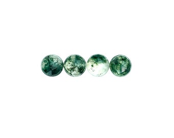 Moss Agate Cabochons Rose Cut - 7mm Round - Choose a set of 4 or 2