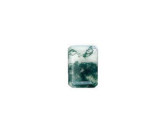 Moss Agate Cabochon Rectangular Hexagon Flat Top - 14 x 10 mm - Choose a single cabochon or a set of 2